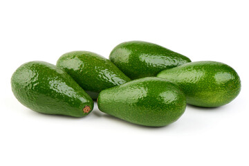 Fresh Ripe Avocados Isolated on White Background.