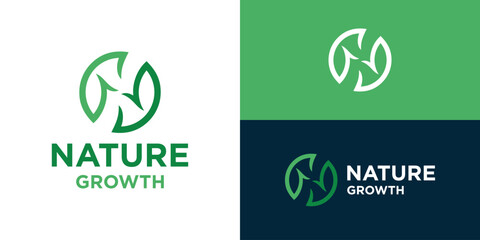 Simple nature growth logo template. Abstract initials N and G with leaf logo design vector illustration.