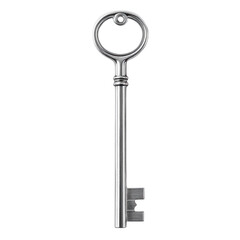 Minimalist Metal Key Crisp Image With  isolated on a transparent background