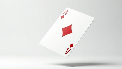 Obraz premium Close-up of a single playing card flipped mid-air, isolated on white background , motion, close-up, red