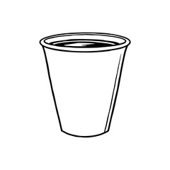 Minimalist Takeaway Coffee Cup Black and White Line Art