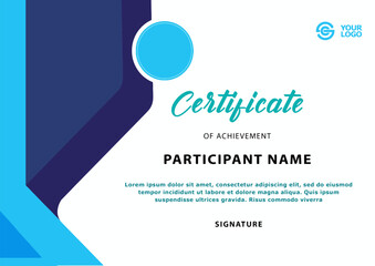 remium Certificate with  Blue Elements Editable Vector Template