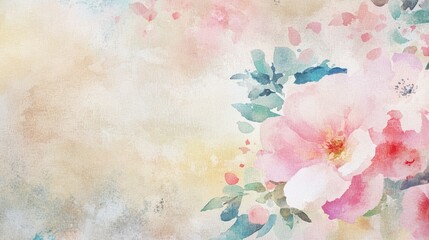 Delicate floral watercolor illustration with pastel colors.