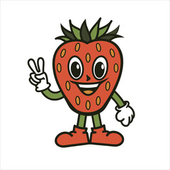 A funny cartoon red tomato character with a cute smile, a fresh and healthy vector illustration.