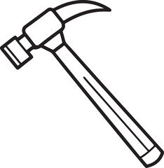 hammer line art, black outline, vector and illustration, coloring book page line art drawing