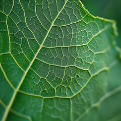 Close Up of a Green Leaf with Detailed Veins and Speckles