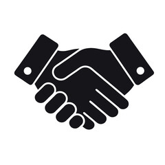 This vector illustration depicts a business handshake, a symbol of agreement and partnership between people.