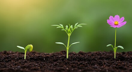 Plant Growing Stages From Seedling to Blooming Flower