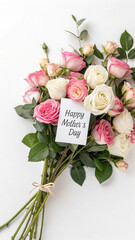 Mother's Day Bouquet of Pink and White Roses
