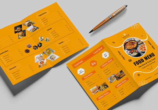 Food Menu Bifold Brochure Template