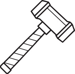 hammer line art, black outline, vector and illustration, coloring book page line art drawing