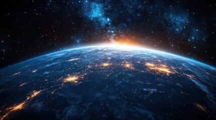 Obraz premium Earthrise: A Celestial Tapestry of Lights and Cosmos