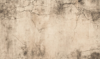 Obraz premium Beige concrete wall with cracks and weathered texture.