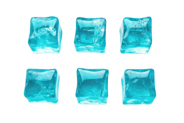 Fototapeta premium light blue Nine Individual Square Ice Cubes Isolated on white background PNG