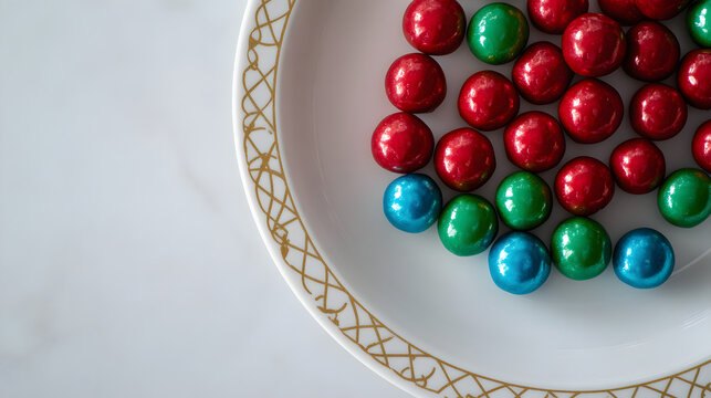 beads, decoration, christmas, ball, glass, colorful, marbles, candy, color, sweet, necklace, blue, green, holiday, jewelry, round, fashion, easter, isolated, chocolate, colored, gold, yellow, red, bea