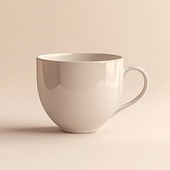 White Teacup with Beige Background.