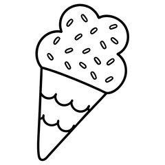 Stylized Ice Cream Cone Outline Surrounded by Heart Sprinkles