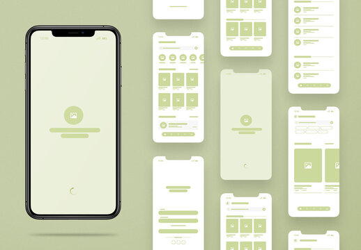 Modern Mobile App Wireframe UI UX Design Template