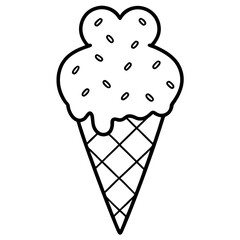 Stylized Ice Cream Cone Outline Surrounded by Heart Sprinkles