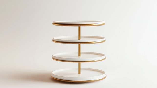 Elegant white and gold tiered display stand