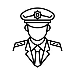 General or officer vector illustration in outline style. Editable stroke.