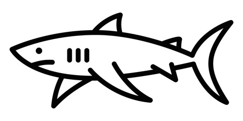 Shark vector illustration in bold minimalistic outline. Editable stroke.