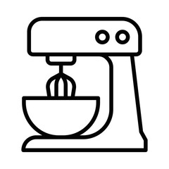 Stand mixer vector illustration in outline style. Editable stroke.