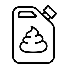 Poop inside a fuel canister representing bioenergy vector. Editable stroke.