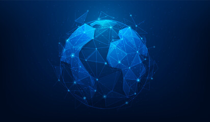 business global data analytics connection technology hi tech background. worldwide online network database computing. vector illustration fantastic low poly wireframe.