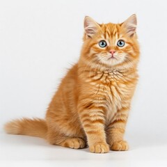 Obraz premium cat is sitting on a white background, sitting cat on a white background, orange tabby cat is sitting on a white background, orange tabby cat, orange kitten, orange tabby kitten, ai generate