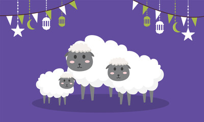 Animal Sacrifice for Eid al Adha Illustrating background vector