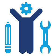 Skill Building Flat Blue Icon