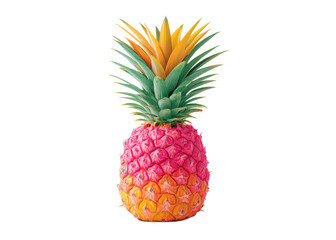 Colorful and Vibrant Pineapple with Bright Leaves on Isolated Background