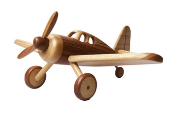Isolated Dark Wood Toy Airplane