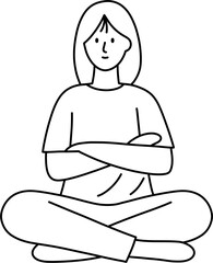 양반다리 여 흑백