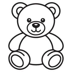 Teddy bear line art vector, Cute teddy outline icon. with white background