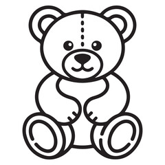 Teddy bear line art vector, Cute teddy outline icon. with white background