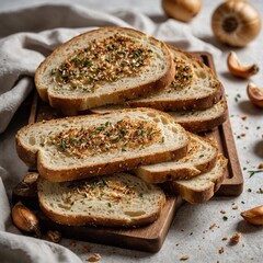 Garlic Bread Close-Up &ndash; Full HD DSLR Food Photography &ndash; White Blurry Background