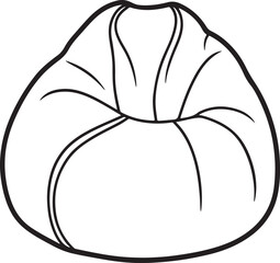 bean bag chair line art, black outline, vector and illustration, coloring book page line art drawing