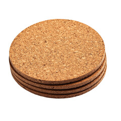 Round Cork Coasters Minimalist Design Crisp  isolated on a transparent backgroun