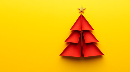 Fototapeta premium christmas, tree, holiday, decoration, card, xmas, winter, paper, celebration, vector, design, illustration, fir, green, season, christmas tree, year, new, greeting, origami, merry, december, pine, sym