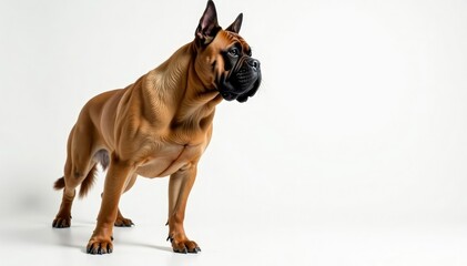 Obraz premium Majestic mastiff, powerful stance, white background, studio, powerful, head shot