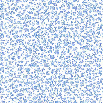 Blue and white french floral seamless pattern on a white background