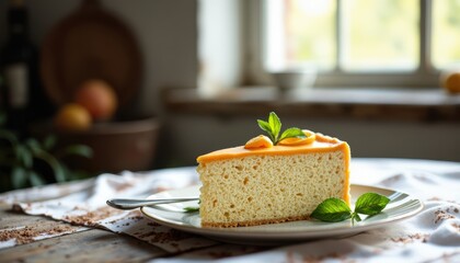Delicious orange cake slice cozy kitchen food photography natural light close-up sweet treats for every occasion
