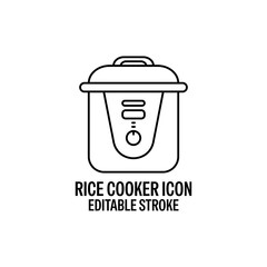 Rice Cooker Line Style Vector Icon Black with White Background Flat Design Illustration 