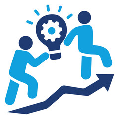 Upskilling Flat Blue Icon