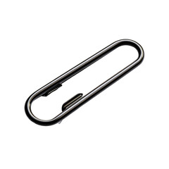 Single Black Metal Paper Clip Crisp Image  isolated on a transparent background