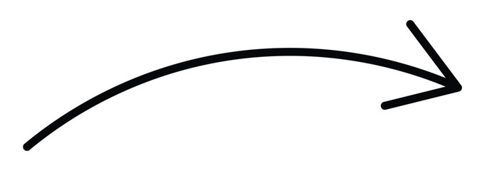 Long arrows icon. Long curved hand drawn arrow. Flat Style Arrow Symbol. Vector Illustration.
