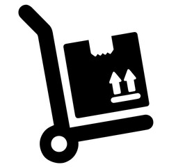 Hand Truck Carrying Box with Upward Arrows Symbol, Warehouse Logistics and Delivery, Cargo Transportation and Storage Safety 