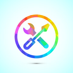 Service icon design illustration, maintenance tools sign symbol in low poly style
